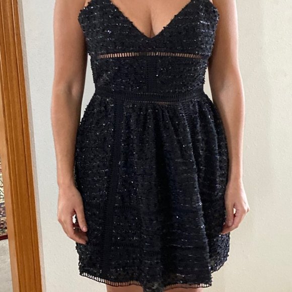 NWT NBD Revolve Gorgeous Short Cocktail Sparkly Dress Black M Spaghetti Straps - Picture 3 of 17